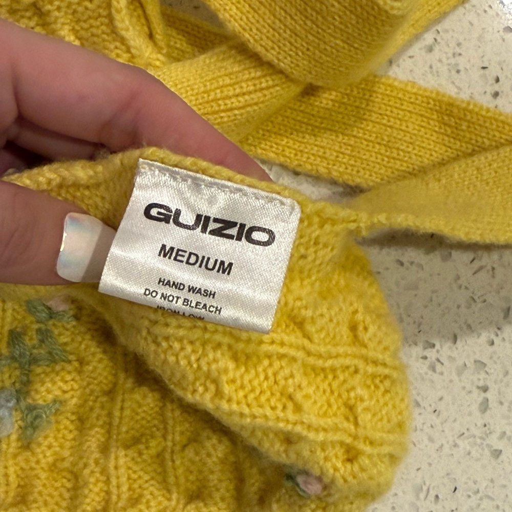 GUIZIO Revolve Exclusive Cable Knit Floral Embroidered Halter Top in Dandelion - Picture 7 of 7